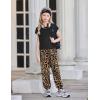 Arshiner Girls Clothes 2 Piece Summer Outfits Drop Shoulder Top Pullover Sweatpants Jogger Set Sweatsuits Tracksuits 6-14Y(Leopard)