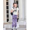 Arshiner Girls Clothes 2 Piece Summer Outfits Drop Shoulder Top Pullover Sweatpants Jogger Set Sweatsuits Tracksuits 6-14Y(Purple Camo)