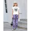 Arshiner Girls Clothes 2 Piece Summer Outfits Drop Shoulder Top Pullover Sweatpants Jogger Set Sweatsuits Tracksuits 6-14Y(Purple Camo)