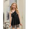 Arshiner Girls Clothes Summer 2 Piece Outfits Adjustable One Shoulder Ruffle Trim Top and Biker Short Sets 6-14 Years(Black-leopard)