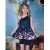 Arshiner Girls Clothes Summer 2 Piece Outfits Adjustable One Shoulder Ruffle Trim Top and Biker Short Sets 6-14 Years(Navy-flowers)