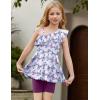 Arshiner Girls Clothes Summer 2 Piece Outfits Adjustable One Shoulder Ruffle Trim Top and Biker Short Sets 6-14 Years(Purple-butterfly)