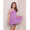 Arshiner Girls Clothes Summer 2 Piece Outfits Adjustable One Shoulder Ruffle Trim Top and Biker Short Sets 6-14 Years(Purple-flowers)