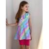 Arshiner Girls Clothes Summer 2 Piece Outfits Adjustable One Shoulder Ruffle Trim Top and Biker Short Sets 6-14 Years(Rainbow)