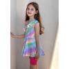 Arshiner Girls Clothes Summer 2 Piece Outfits Adjustable One Shoulder Ruffle Trim Top and Biker Short Sets 6-14 Years(Rainbow)