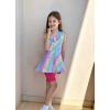 Arshiner Girls Clothes Summer 2 Piece Outfits Adjustable One Shoulder Ruffle Trim Top and Biker Short Sets 6-14 Years(Rainbow)