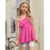 Arshiner Girls Clothes Summer 2 Piece Outfits Adjustable One Shoulder Ruffle Trim Top and Biker Short Sets 6-14 Years(Rose Red-stripes)