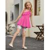 Arshiner Girls Clothes Summer 2 Piece Outfits Adjustable One Shoulder Ruffle Trim Top and Biker Short Sets 6-14 Years(Rose Red-stripes)