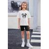Arshiner Girls Clothes Summer 2 Piece Outfits Drop Shoulder T-Shirts and Biker Shorts Kids Fashion Clothing Sets(Black)