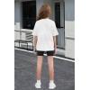 Arshiner Girls Clothes Summer 2 Piece Outfits Drop Shoulder T-Shirts and Biker Shorts Kids Fashion Clothing Sets(Black)
