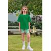 Arshiner Girls Clothes Summer 2 Piece Outfits Drop Shoulder T-Shirts and Biker Shorts Kids Fashion Clothing Sets(Green)