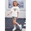 Arshiner Girls Clothes Summer 2 Piece Outfits Drop Shoulder T-Shirts and Biker Shorts Kids Fashion Clothing Sets(Leopard)