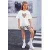 Arshiner Girls Clothes Summer 2 Piece Outfits Drop Shoulder T-Shirts and Biker Shorts Kids Fashion Clothing Sets(Leopard)