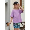 Arshiner Girls Clothes Summer 2 Piece Outfits Drop Shoulder T-Shirts and Biker Shorts Kids Fashion Clothing Sets(Purple)