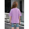 Arshiner Girls Clothes Summer 2 Piece Outfits Drop Shoulder T-Shirts and Biker Shorts Kids Fashion Clothing Sets(Purple)