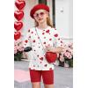 Arshiner Girls Clothes Summer 2 Piece Outfits Drop Shoulder T-Shirts and Biker Shorts Kids Fashion Clothing Sets(Red)