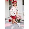 Arshiner Girls Clothes Summer 2 Piece Outfits Drop Shoulder T-Shirts and Biker Shorts Kids Fashion Clothing Sets(Red)