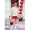 Arshiner Girls Clothes Summer 2 Piece Outfits Drop Shoulder T-Shirts and Biker Shorts Kids Fashion Clothing Sets(Red)