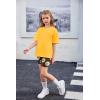 Arshiner Girls Clothes Summer 2 Piece Outfits Drop Shoulder T-Shirts and Biker Shorts Kids Fashion Clothing Sets(Yellow)