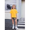 Arshiner Girls Clothes Summer 2 Piece Outfits Drop Shoulder T-Shirts and Biker Shorts Kids Fashion Clothing Sets(Yellow)