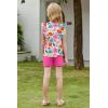 Arshiner Girls Clothes Summer Outfits Ruffle Sleeve Tops and Paperbag Waist Shorts with Pockets Kids Clothing Set(Hot Pink Flower)