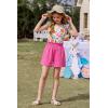 Arshiner Girls Clothes Summer Outfits Ruffle Sleeve Tops and Paperbag Waist Shorts with Pockets Kids Clothing Set(Hot Pink Flower)