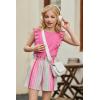 Arshiner Girls Clothes Summer Outfits Ruffle Sleeve Tops and Paperbag Waist Shorts with Pockets Kids Clothing Set(Hot Pink Strips)