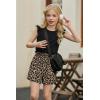 Arshiner Girls Clothes Summer Outfits Ruffle Sleeve Tops and Paperbag Waist Shorts with Pockets Kids Clothing Set(Leopard)