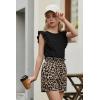 Arshiner Girls Clothes Summer Outfits Ruffle Sleeve Tops and Paperbag Waist Shorts with Pockets Kids Clothing Set(Leopard)