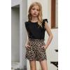 Arshiner Girls Clothes Summer Outfits Ruffle Sleeve Tops and Paperbag Waist Shorts with Pockets Kids Clothing Set(Leopard)