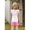 Arshiner Girls Clothes Summer Outfits Ruffle Sleeve Tops and Paperbag Waist Shorts with Pockets Kids Clothing Set(Pink Flower)