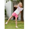 Arshiner Girls Clothes Summer Outfits Ruffle Sleeve Tops and Paperbag Waist Shorts with Pockets Kids Clothing Set(Pink Flower)