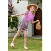 Arshiner Girls Clothes Summer Outfits Ruffle Sleeve Tops and Paperbag Waist Shorts with Pockets Kids Clothing Set(Purple Flower)