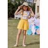 Arshiner Girls Clothes Summer Outfits Ruffle Sleeve Tops and Paperbag Waist Shorts with Pockets Kids Clothing Set(Yellow Leaf)