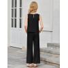 Arshiner Girls Clothing Set Casual Clothes Sleeveless Back Tank Crop Top and Wide-Leg Pants with Pocket 2 Piece Outfits 5-13Y(Black)