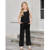 Arshiner Girls Clothing Set Casual Clothes Sleeveless Back Tank Crop Top and Wide-Leg Pants with Pocket 2 Piece Outfits 5-13Y(Black)