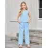 Arshiner Girls Clothing Set Casual Clothes Sleeveless Back Tank Crop Top and Wide-Leg Pants with Pocket 2 Piece Outfits 5-13Y(Light Blue)