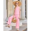 Arshiner Girls Clothing Set Casual Clothes Sleeveless Back Tank Crop Top and Wide-Leg Pants with Pocket 2 Piece Outfits 5-13Y(Pink)