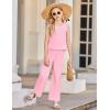 Arshiner Girls Clothing Set Casual Clothes Sleeveless Back Tank Crop Top and Wide-Leg Pants with Pocket 2 Piece Outfits 5-13Y(Pink)
