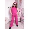 Arshiner Girls Clothing Set Casual Clothes Sleeveless Back Tank Crop Top and Wide-Leg Pants with Pocket 2 Piece Outfits 5-13Y(Rose Red)