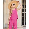 Arshiner Girls Clothing Set Casual Clothes Sleeveless Back Tank Crop Top and Wide-Leg Pants with Pocket 2 Piece Outfits 5-13Y(Rose Red)