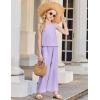 Arshiner Girls Clothing Set Casual Clothes Sleeveless Back Tank Crop Top and Wide-Leg Pants with Pocket 2 Piece Outfits 5-13Y(Violet)