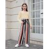 Arshiner Girls Clothing Sets Square Neck Rib Knit Shirts + Stylish Wide Leg Pants + Headband Cute 3pcs Fall Clothes Outfits(Beige + Stripe)