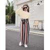 Arshiner Girls Clothing Sets Square Neck Rib Knit Shirts + Stylish Wide Leg Pants + Headband Cute 3pcs Fall Clothes Outfits(Beige + Stripe)