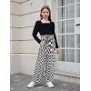 Arshiner Girls Clothing Sets Square Neck Rib Knit Shirts + Stylish Wide Leg Pants + Headband Cute 3pcs Fall Clothes Outfits(Black + Checkboard)