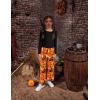 Arshiner Girls Clothing Sets Square Neck Rib Knit Shirts + Stylish Wide Leg Pants + Headband Cute 3pcs Fall Clothes Outfits(Black + Halloween Print)