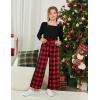 Arshiner Girls Clothing Sets Square Neck Rib Knit Shirts + Stylish Wide Leg Pants + Headband Cute 3pcs Fall Clothes Outfits(Black + Red Checkboard)