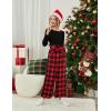 Arshiner Girls Clothing Sets Square Neck Rib Knit Shirts + Stylish Wide Leg Pants + Headband Cute 3pcs Fall Clothes Outfits(Black + Red Checkboard)