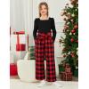 Arshiner Girls Clothing Sets Square Neck Rib Knit Shirts + Stylish Wide Leg Pants + Headband Cute 3pcs Fall Clothes Outfits(Black + Red Checkboard)