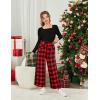 Arshiner Girls Clothing Sets Square Neck Rib Knit Shirts + Stylish Wide Leg Pants + Headband Cute 3pcs Fall Clothes Outfits(Black + Red Checkboard)
